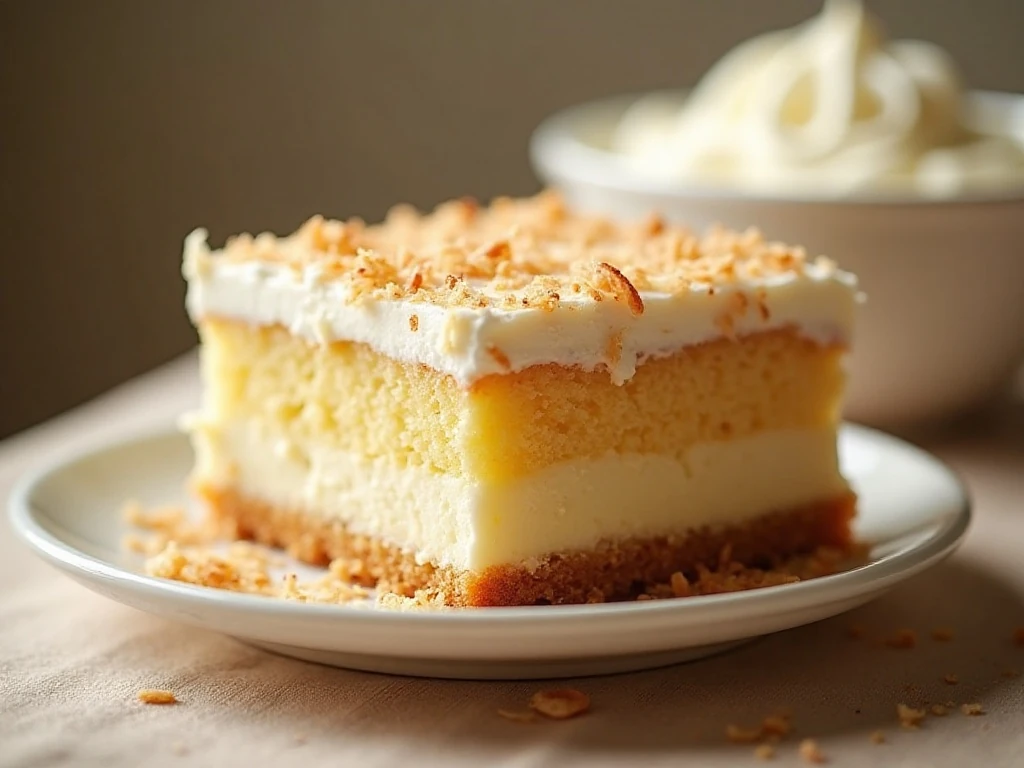 Toasted shredded coconut garnish for coconut cream cake