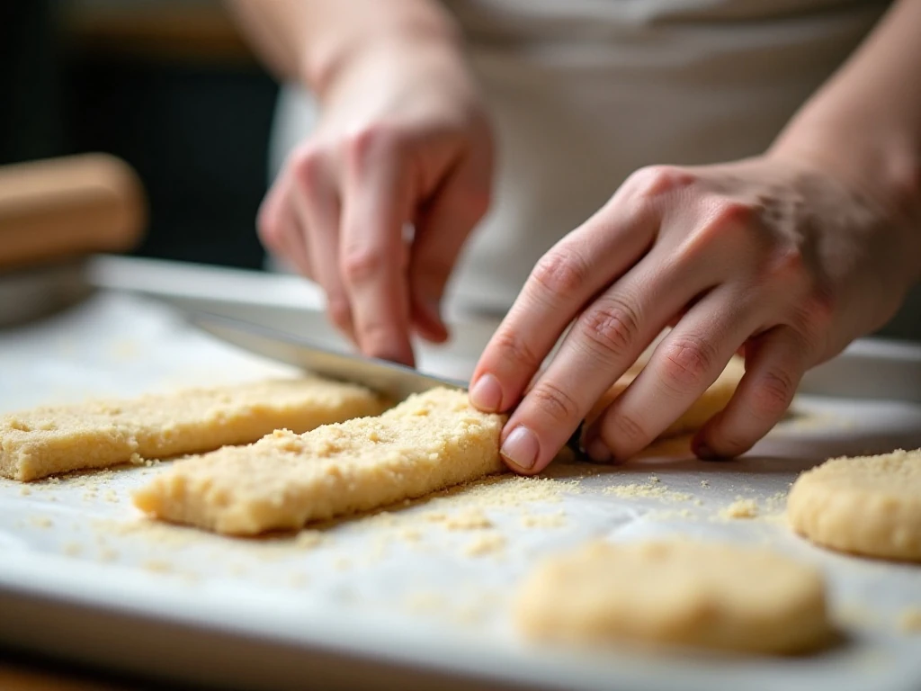 Slicing chilled coconut Key lime cookie dough into rounds