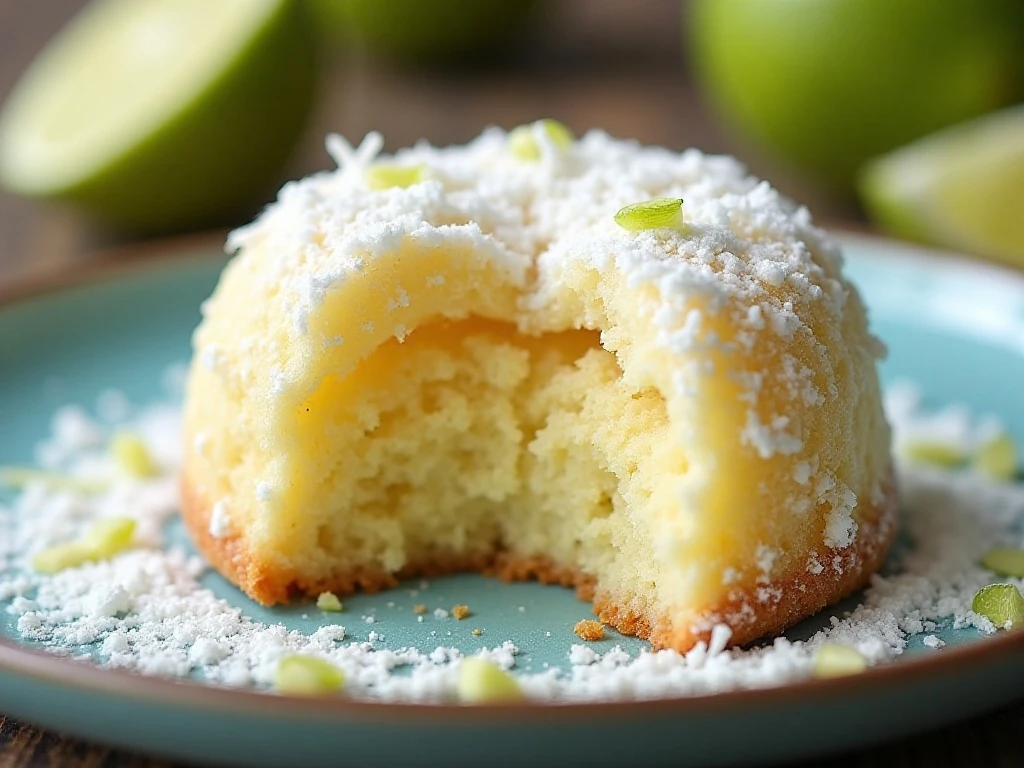 Close-up of the tender coconut and Key lime crumb inside a meltaway cookie