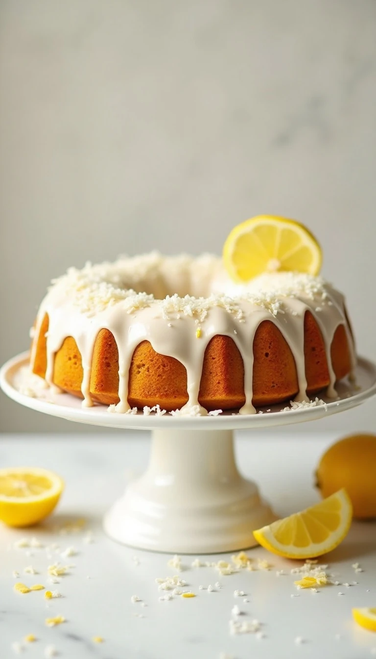 Moist Coconut Lemon Cake Recipe with Fresh Lemon Glaze