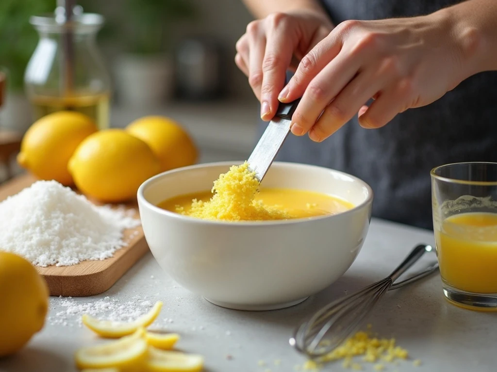 Zesting fresh lemons for lemon bar filling