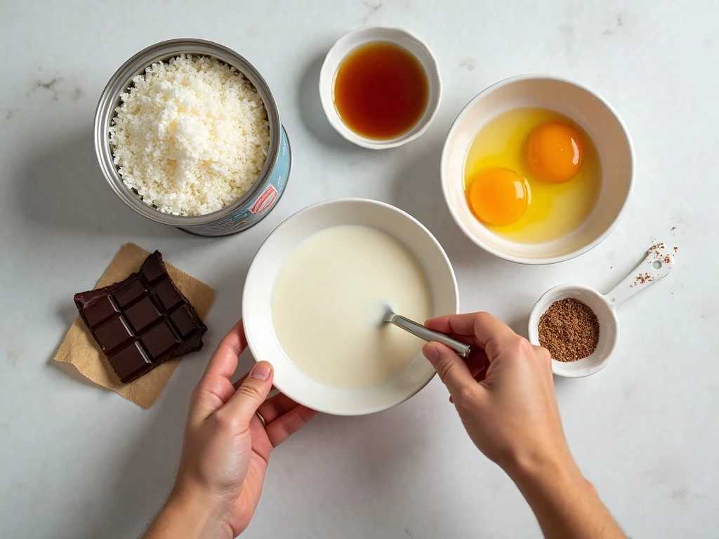 Ingredients for easy chewy coconut macaroons