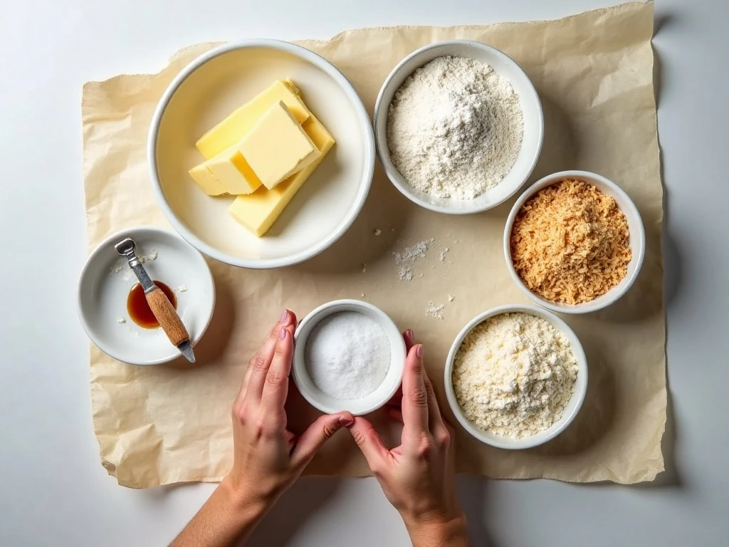 Ingredients for coconut shortbread cookies
