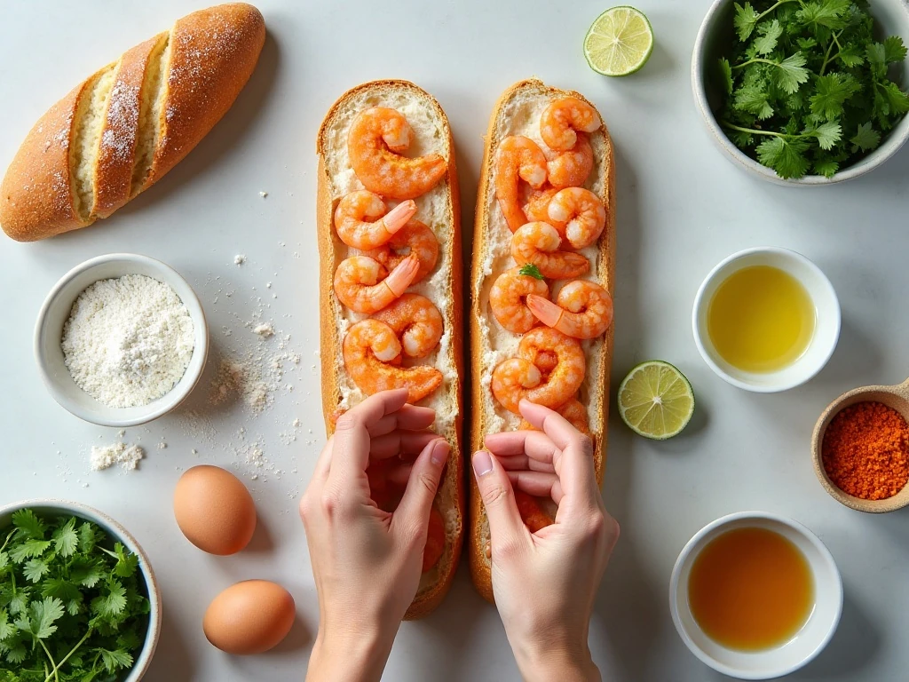 Ingredients for coconut shrimp crostini