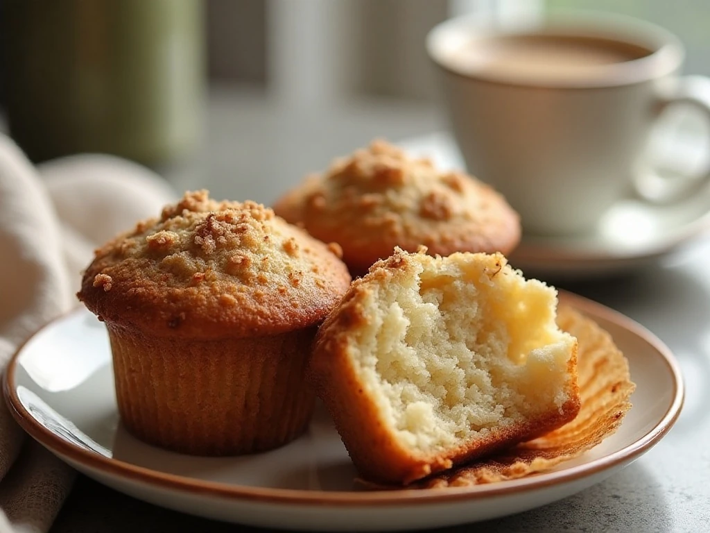 Coffee cake muffins with tender centers and cinnamon crumb topping
