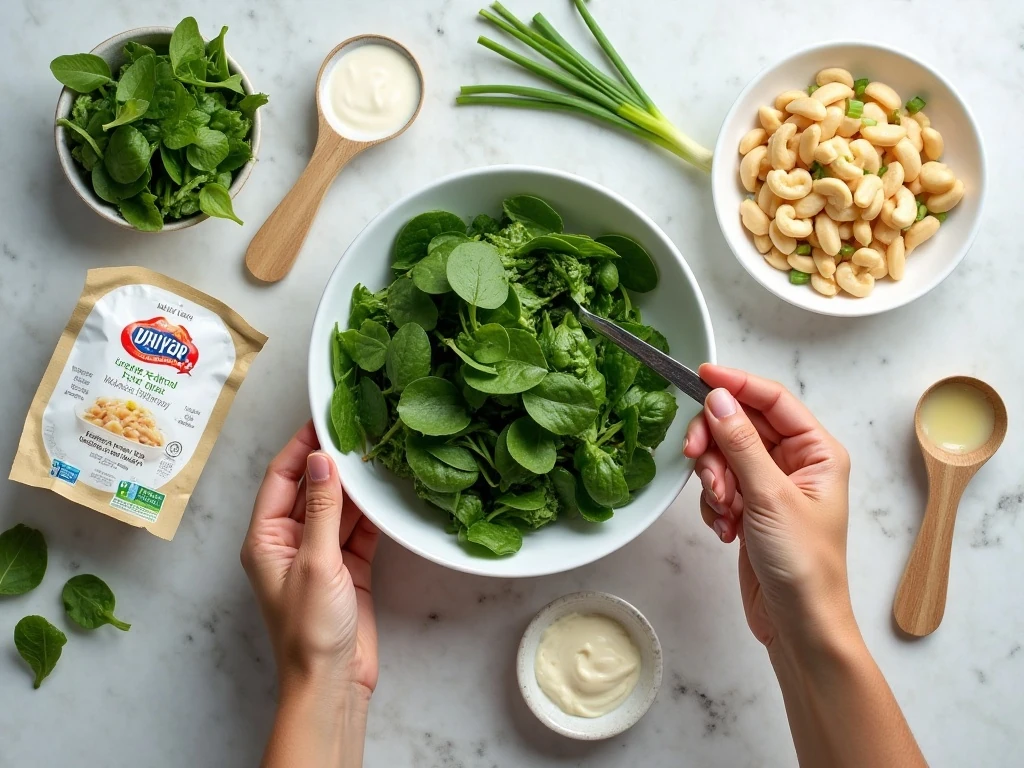Ingredients for classic cold spinach dip