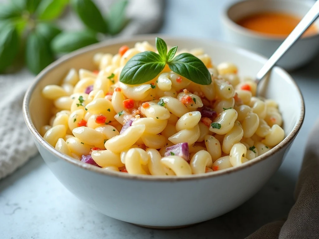 Make-ahead creamy coleslaw pasta salad with extra dressing