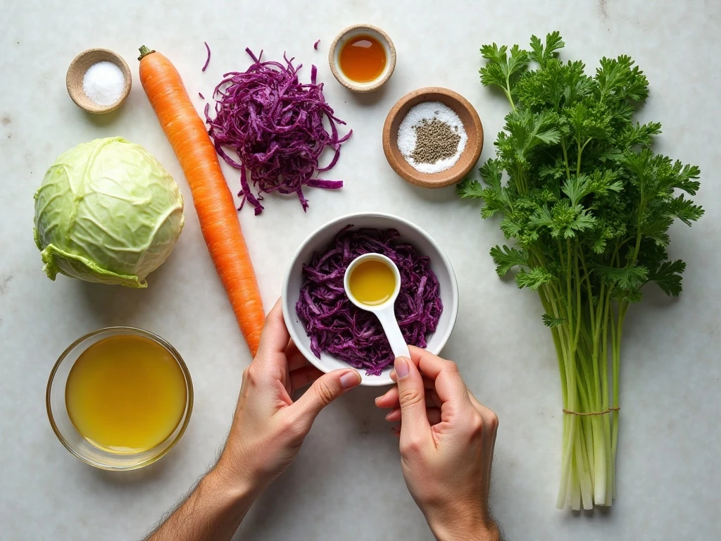 Ingredients for easy vinegar-based coleslaw