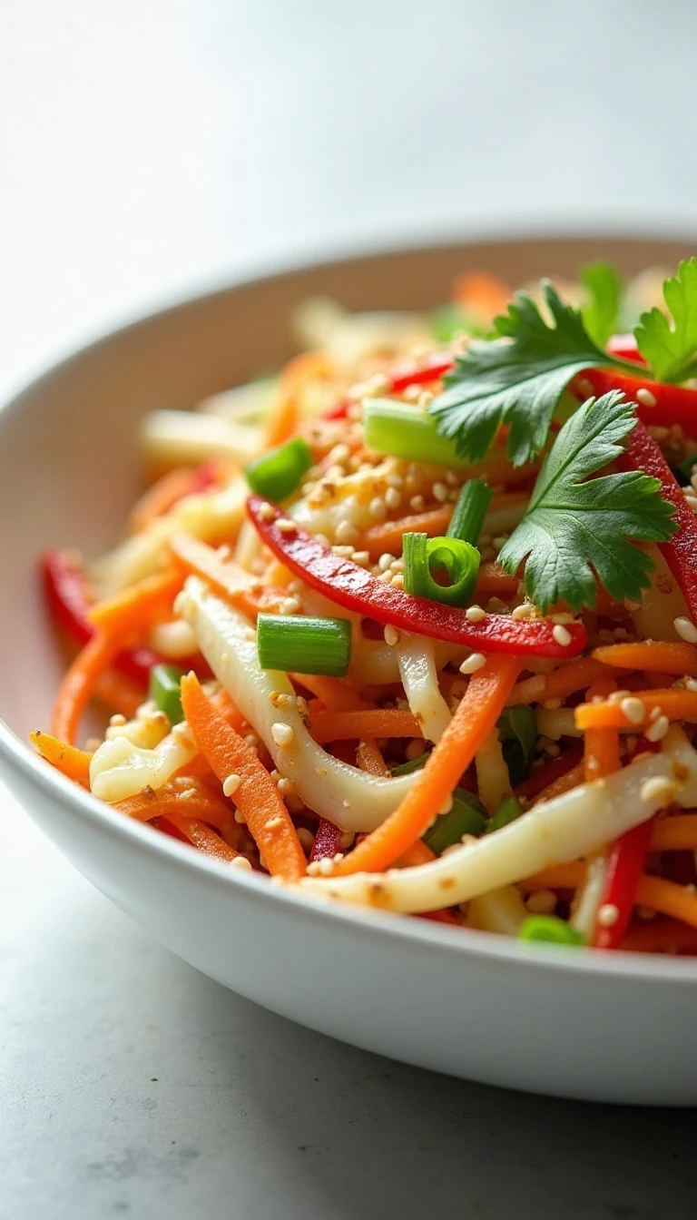 Colorful Oriental Cabbage Slaw with Sweet Soy Dressing Recipe