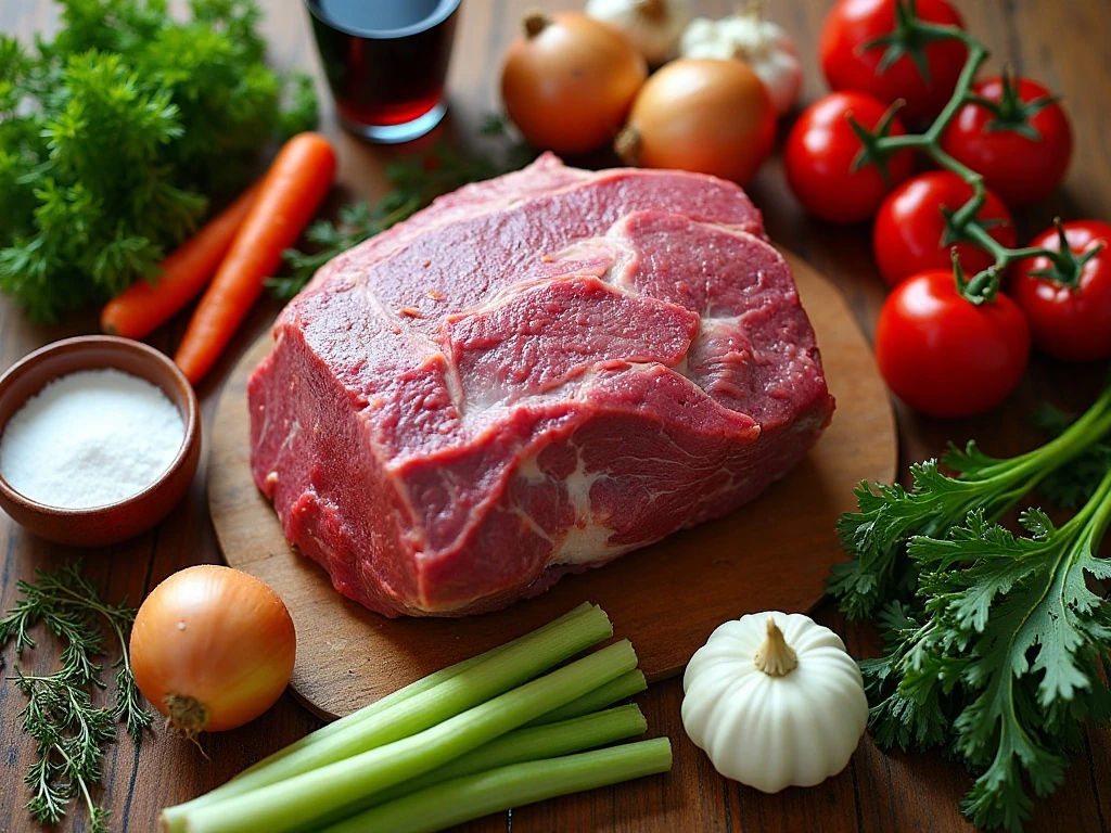 Ingredients for red wine tomato company pot roast