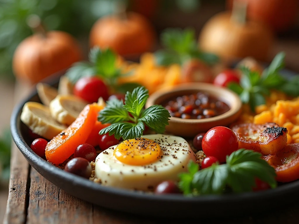 Fresh herbs and colorful sides balancing a Thanksgiving table