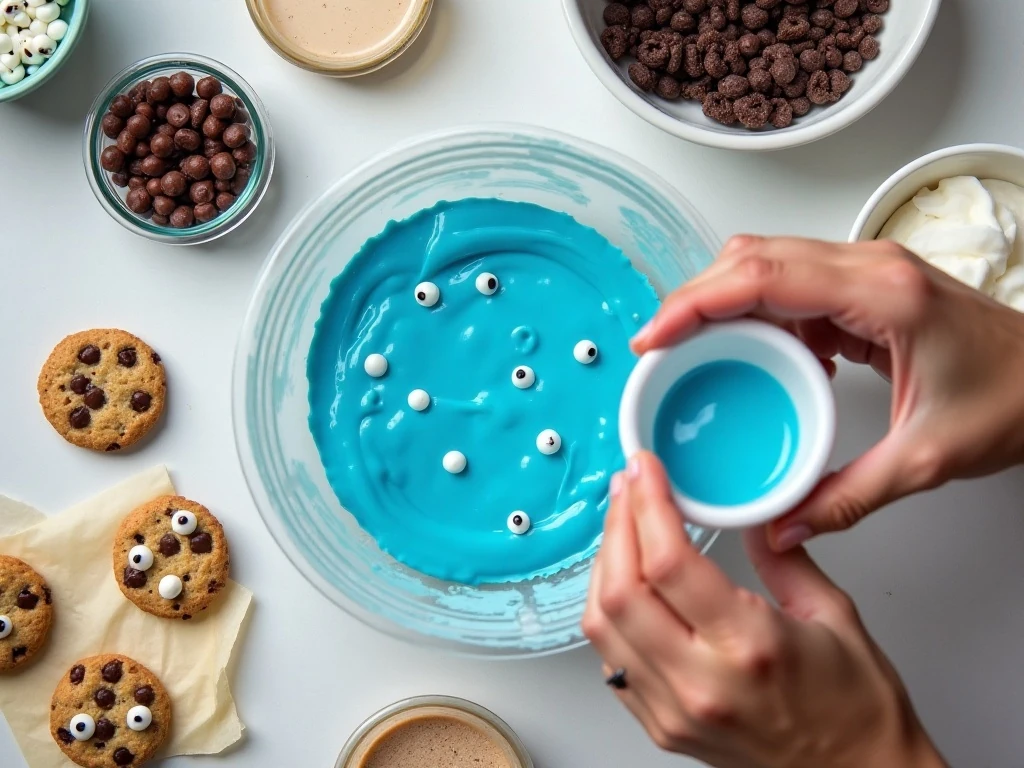 Ingredients for easy Cookie Monster candy bark