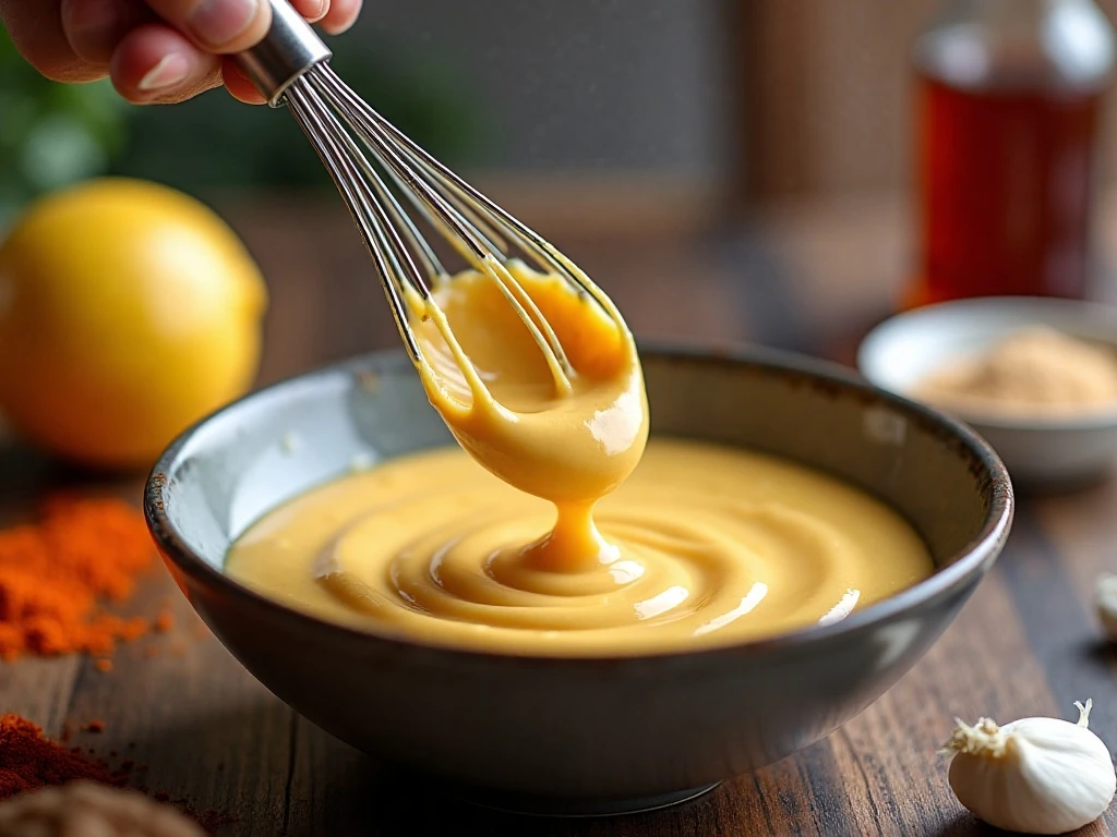 Whisking ingredients together to make copycat Chick-fil-A sauce