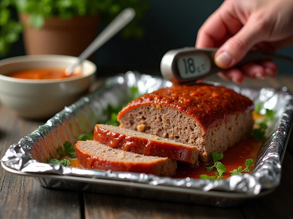 Shaped meatloaf and glaze ready for baking
