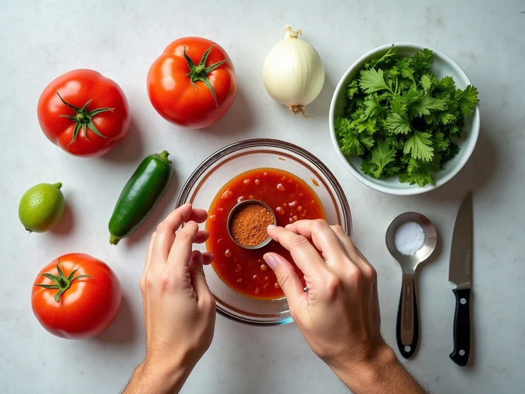 Ingredients for fresh tomato salsa