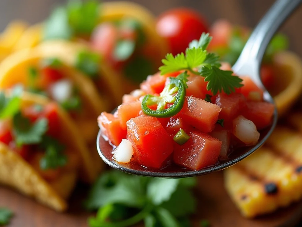 Fresh tomato salsa served with chips and Mexican-inspired dishes