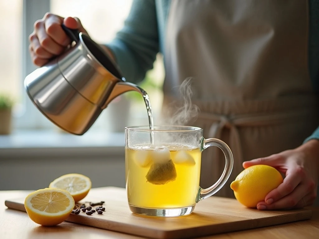 Heating lemonade and water for copycat Starbucks Medicine Ball tea