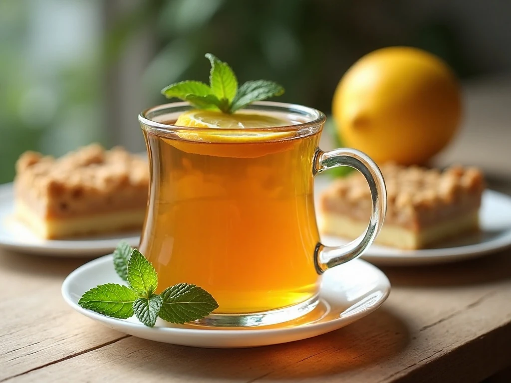 Honey Citrus Mint Tea served with a sweet baked pairing