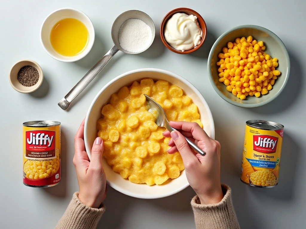 Ingredients for easy creamy corn casserole
