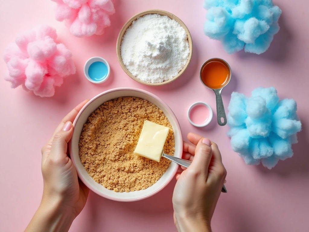 Ingredients for cotton candy cheesecake parfaits