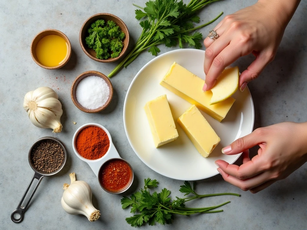 Ingredients for easy cowboy butter dipping sauce