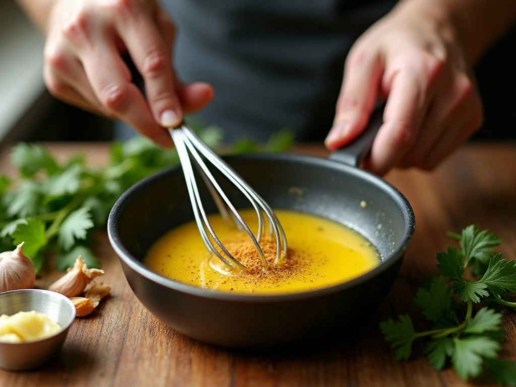 Making cowboy butter sauce in a small saucepan