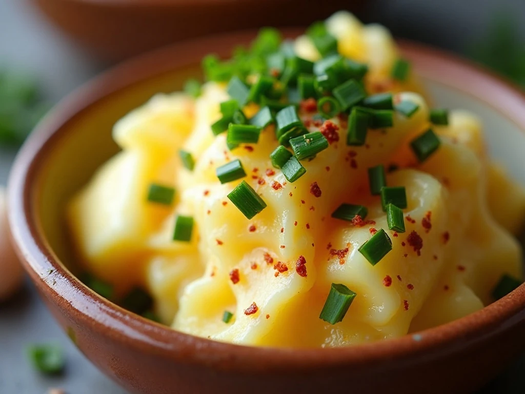 Close-up of cowboy butter garnished with herbs and red pepper flakes