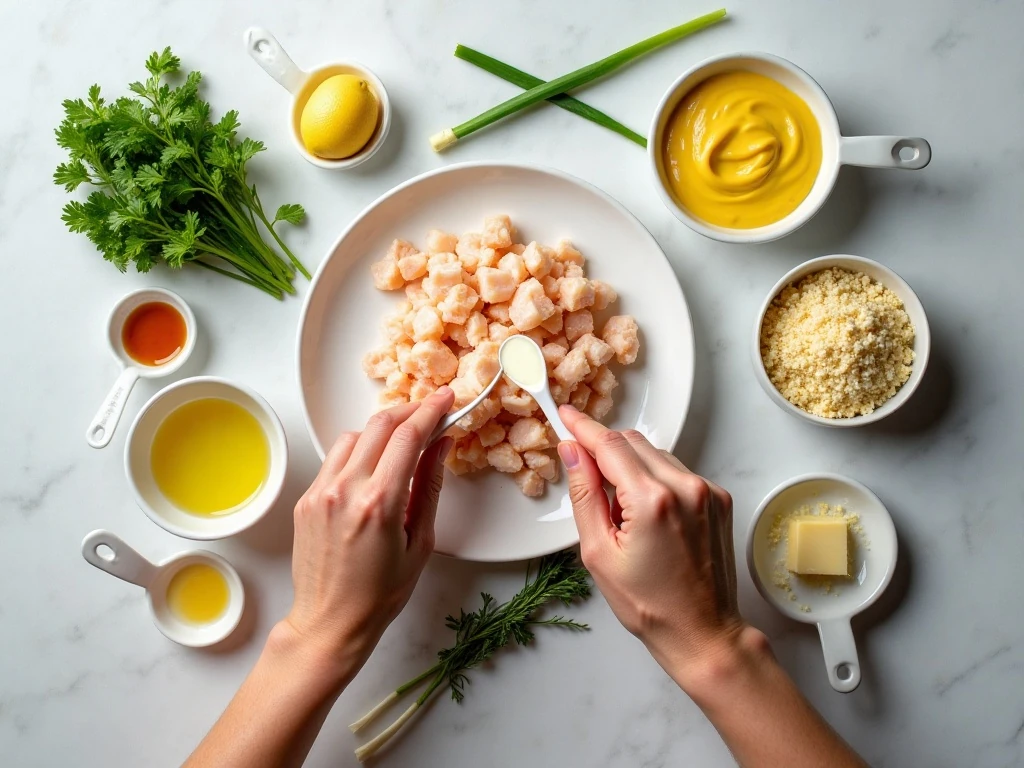 Ingredients for crispy homemade crab cakes