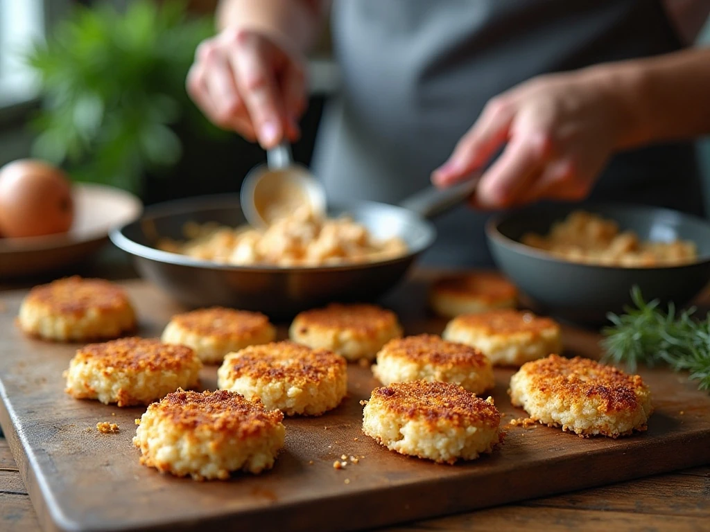 Shaping and coating homemade crab cake patties