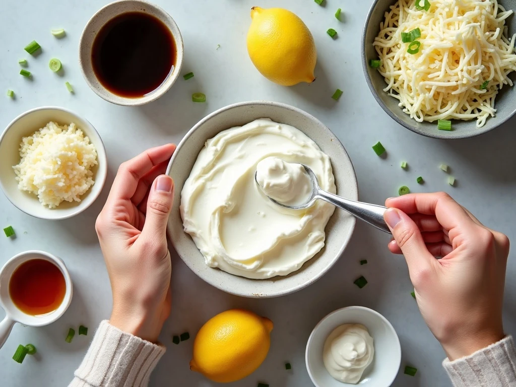 Ingredients for homemade hot crab rangoon dip