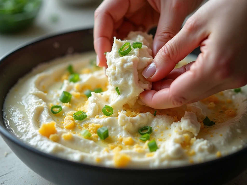 Lump crabmeat folded into creamy dip mixture