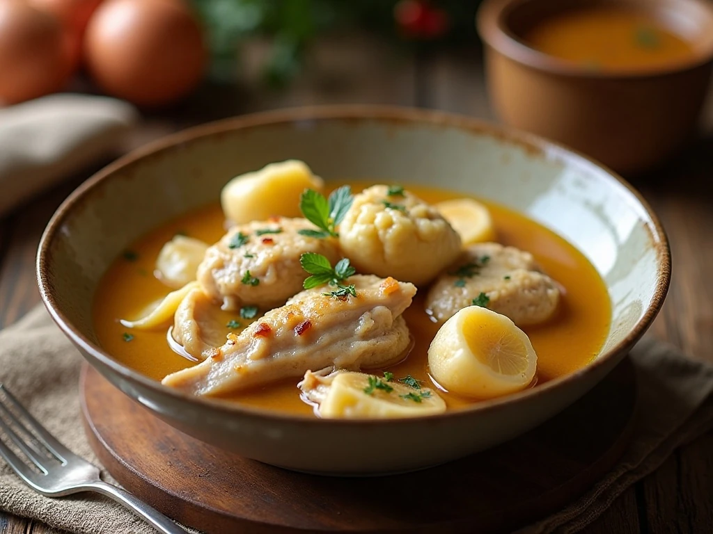 A comforting bowl of copycat Cracker Barrel chicken and dumplings