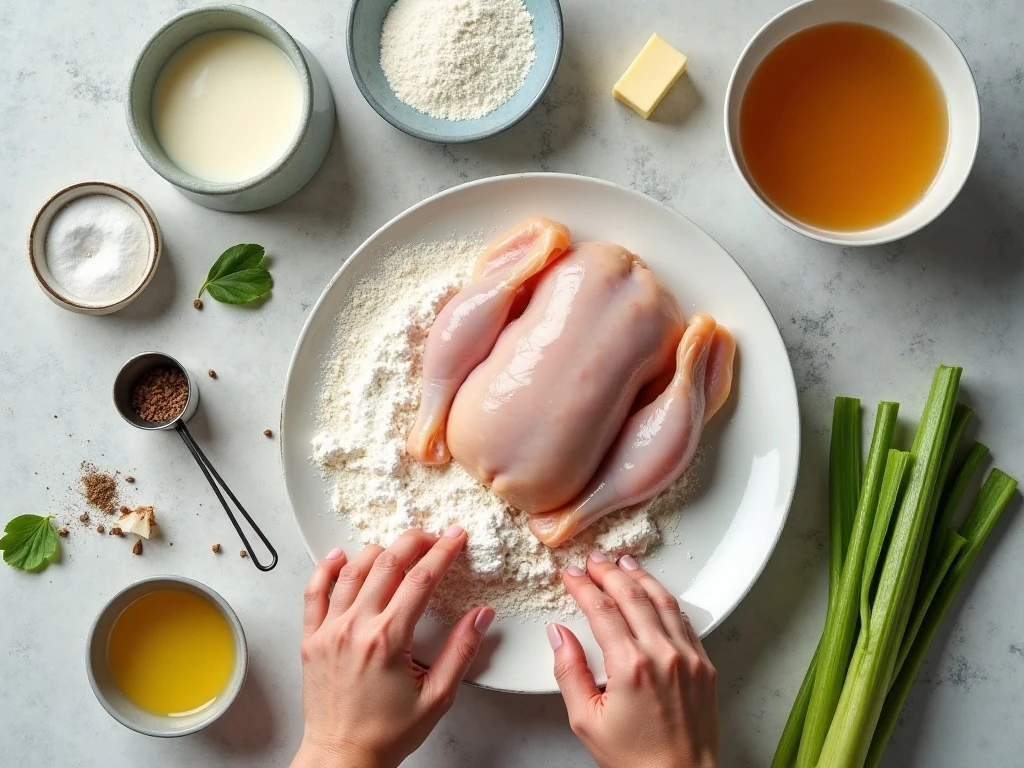 Ingredients for homemade chicken and dumplings