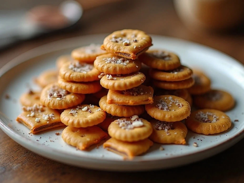 Homemade saltine cracker candy pieces with caramel, chocolate, pecans, and sea salt