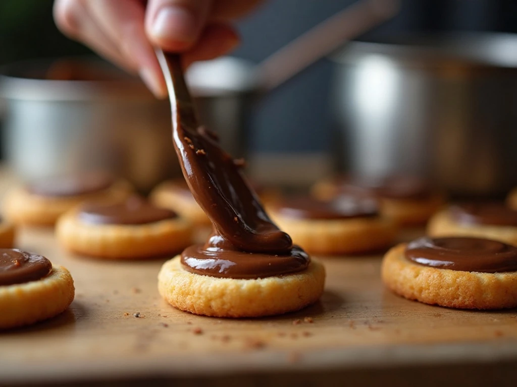 Spreading melted chocolate over caramel saltine toffee