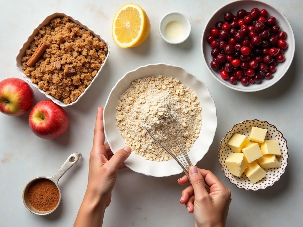 Ingredients for cranberry apple crisp