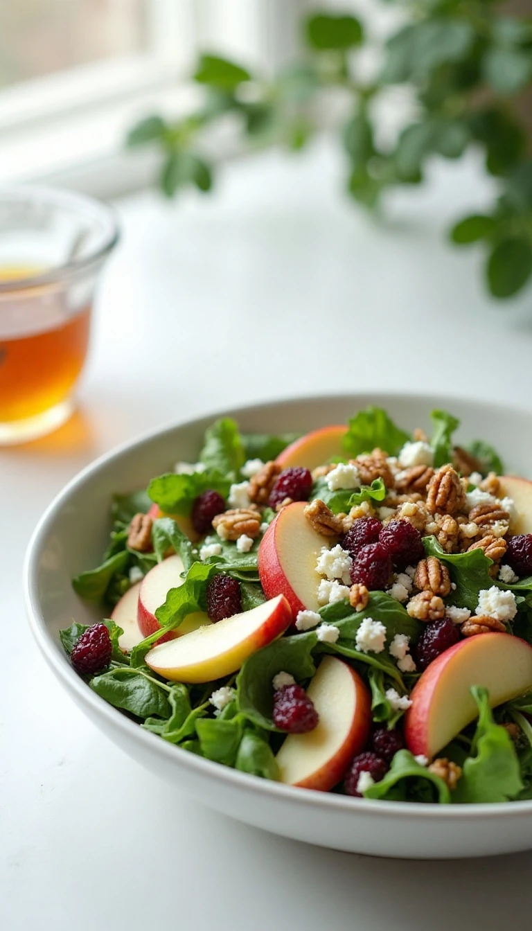 Easy Cranberry Apple Salad Recipe with Feta and Toasted Nuts