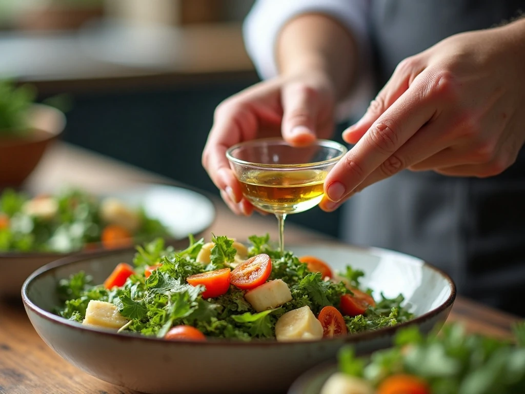 Whisking the sweet-tangy dressing for cranberry apple salad