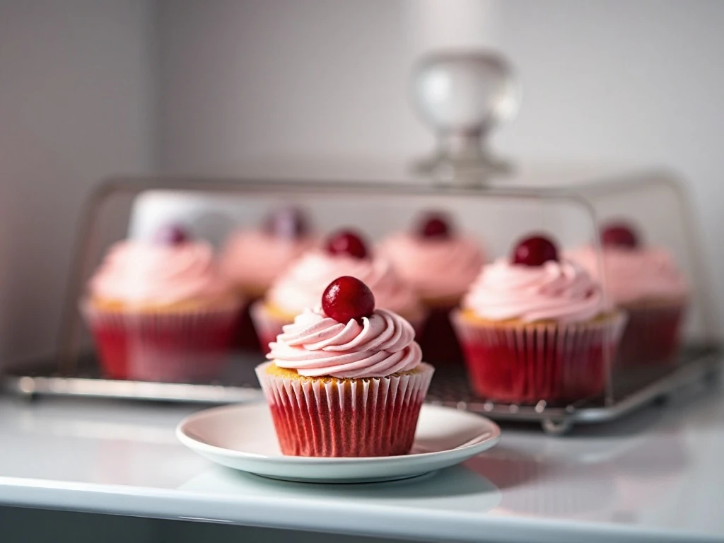 Cranberry bliss cupcakes stored in a covered container
