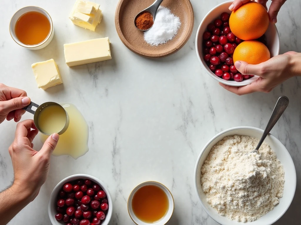 Ingredients for an easy cranberry breakfast cake