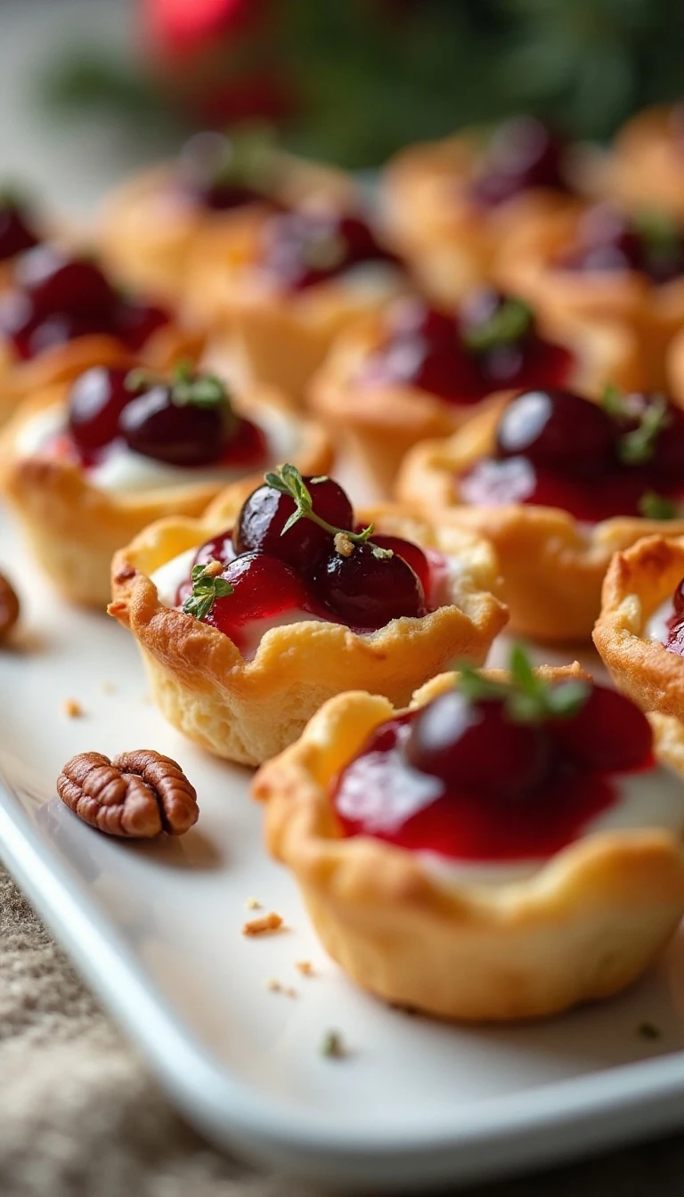 Easy Cranberry Brie Bites Recipe with Puff Pastry