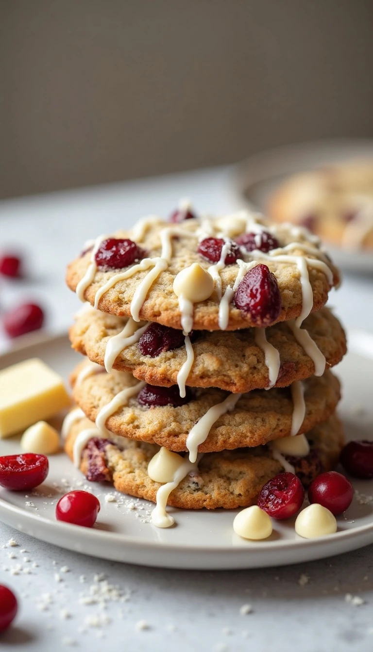 Cranberry Cookies with White Chocolate Drizzle