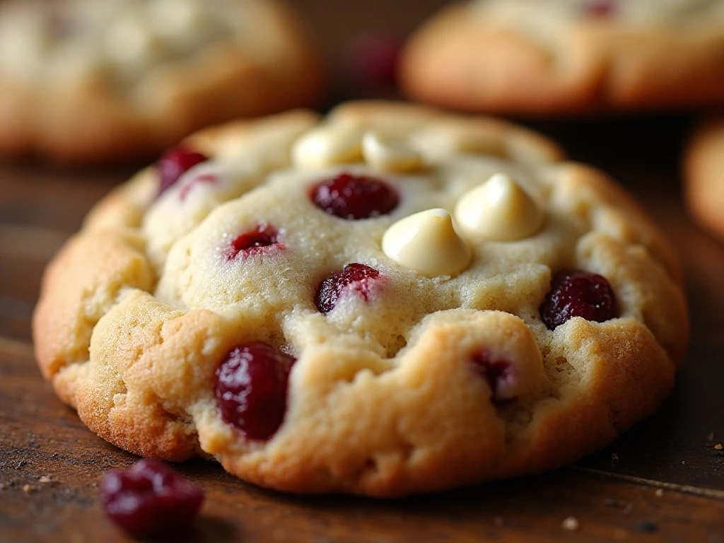 Close-up of chewy cranberry cookie texture