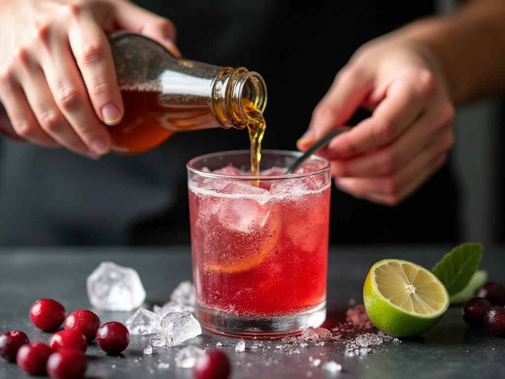 Adding ginger beer to a cranberry Moscow mule