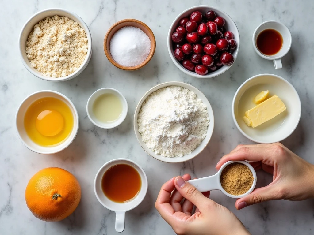 Ingredients for cranberry orange muffins