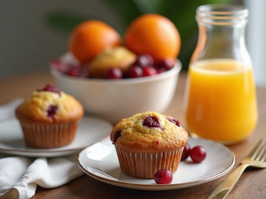 Cranberry orange muffins served for breakfast