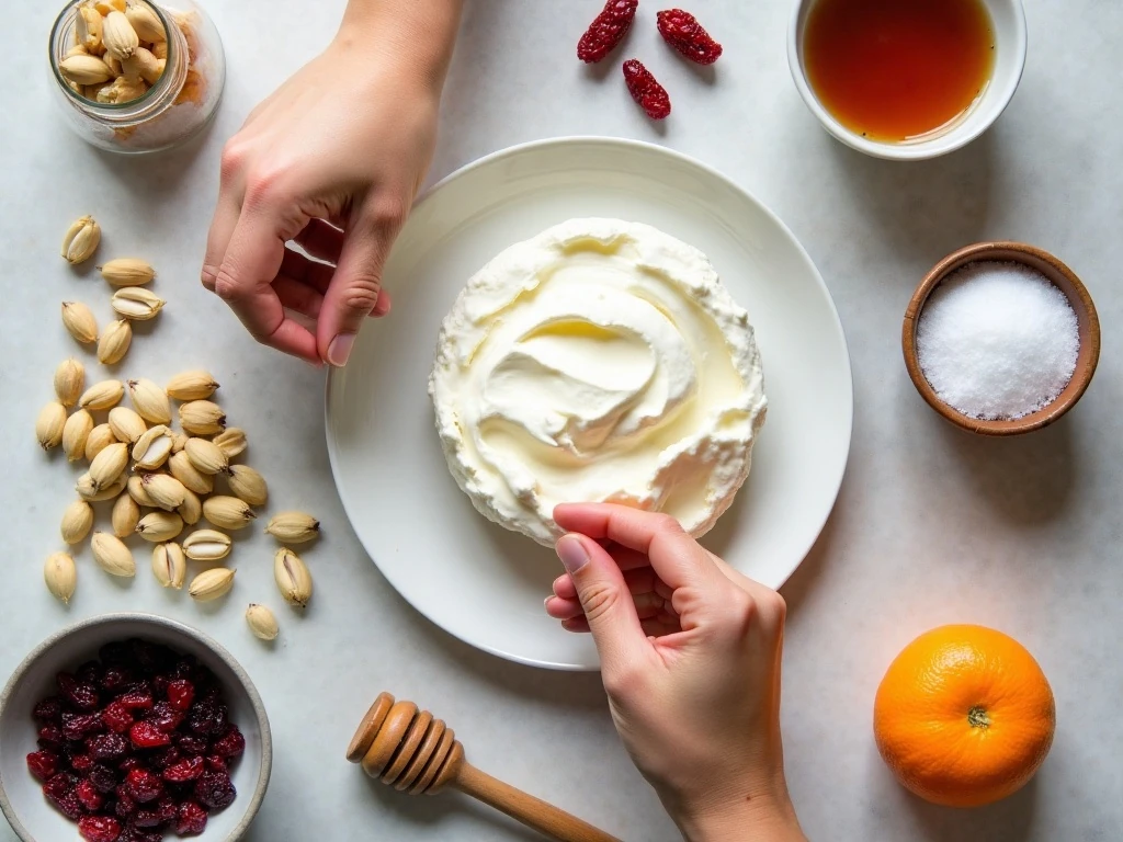 Ingredients for an easy cranberry pistachio cheese log