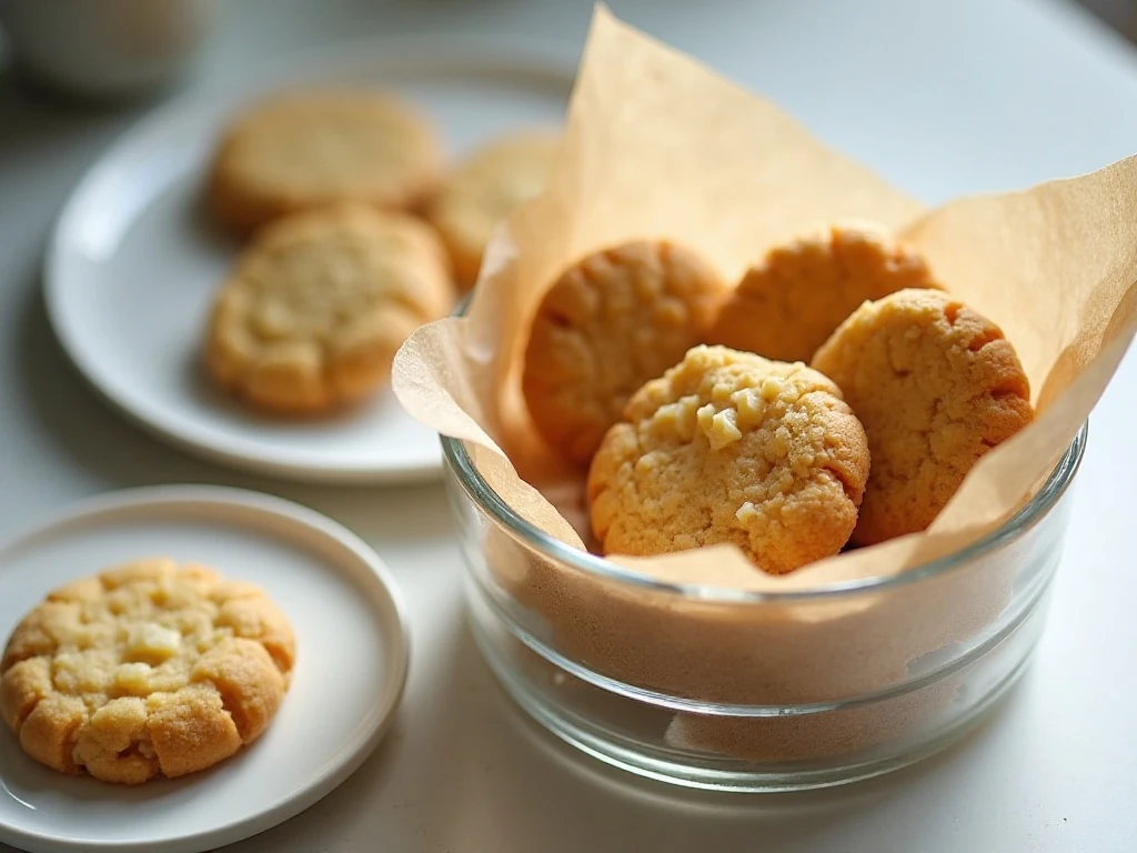 Cream cheese cookies stored in an airtight container for serving