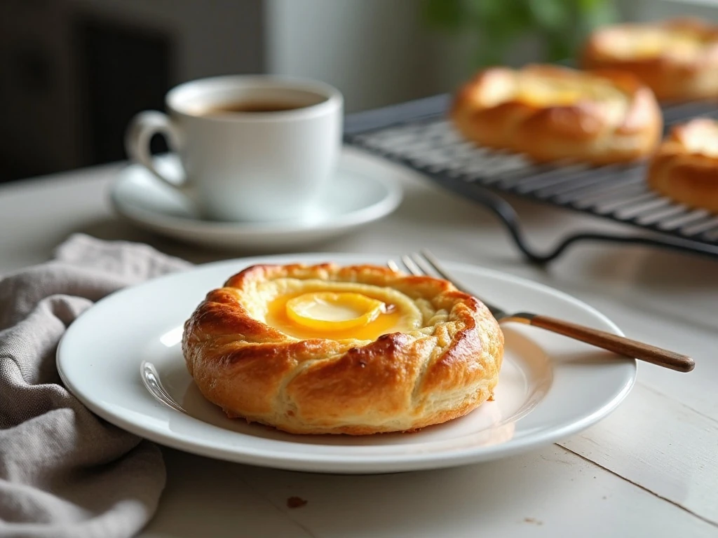 Cream cheese Danish ready to serve with coffee
