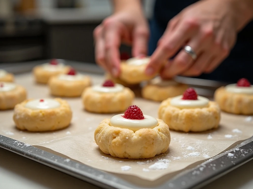 Shaping and filling yeast kolache dough with cream cheese